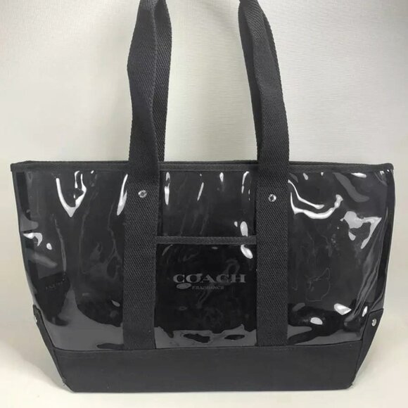 Coach Fragrance Clear Black Cosmetics Large Tote Bag - Picture 1 of 7